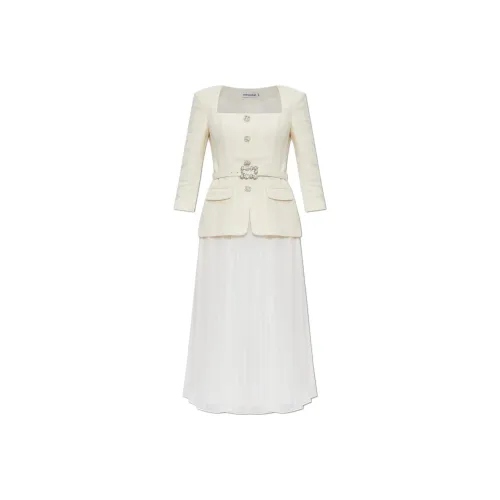 Self Портрет Длинное Платье с Длинными Рукавами Женское