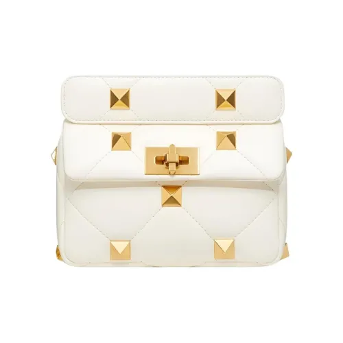 Valentino Roman Stud Овчина Ручная Сумка Сумка через плечо Сумка на плечо Женская Жемчужно-белая