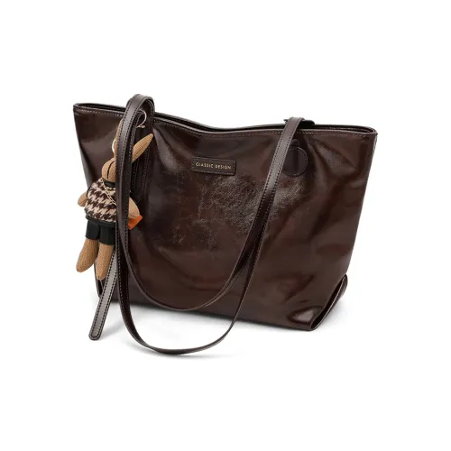 PT'SON Коровья кожа Сумка на плечо Женская Кофейного цвета