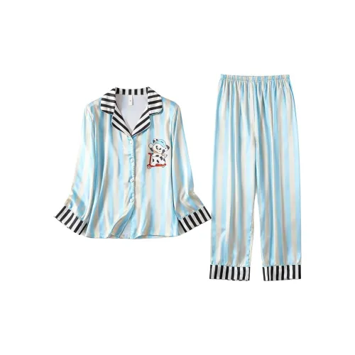 Daiyindie Осенне-зимняя пижама для женщин ледяной шелк с длинными рукавами домашняя одежда