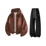 Кофейный топ + черные штаны