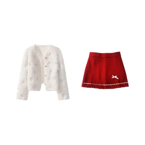 PZHK Белый топ + Короткая юбка Женские Комплекты с юбкой