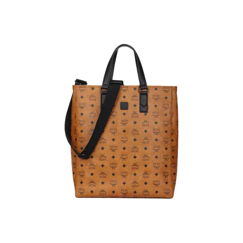 MCM Klassik Visetos Покрытый холст Сумка через плечо Сумка среднего размера Унисекс Коричневый Коньяк