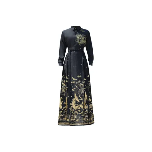 Huan Feather Черный мужской Ханьфу