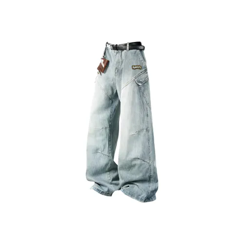 REMEFIT Бамбук Синий Включает Съемный LOGO Вышитый Брошь Унисекс Джинсы