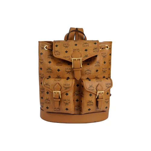 MCM Aren Искусственная кожа Рюкзак Маленький Женский Коньяк