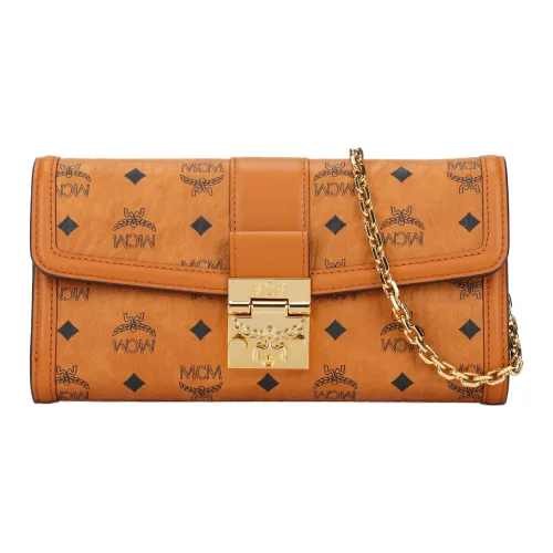 MCM Tracy Visetos Покрытый холст с кожаными вставками комбинированные сумки через плечо большой женский цвет коньячный коричневый