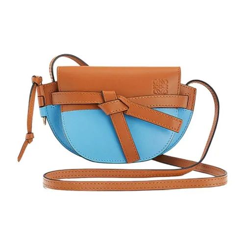 LOEWE Gate Кожа Сумка через плечо Мини Женские Candy Color Синий коричневый