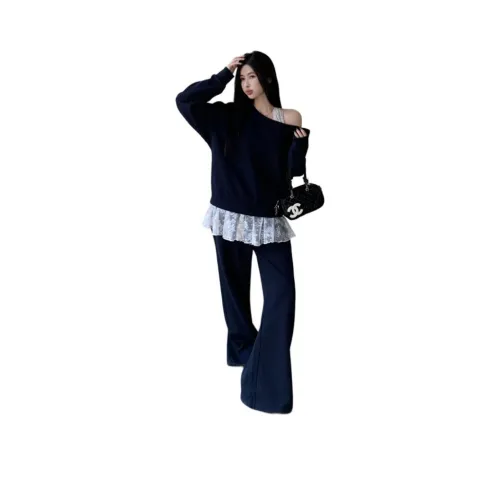 PZHK Свитшот + Брюки + Топ на бретелях Женские Повседневные Костюмы