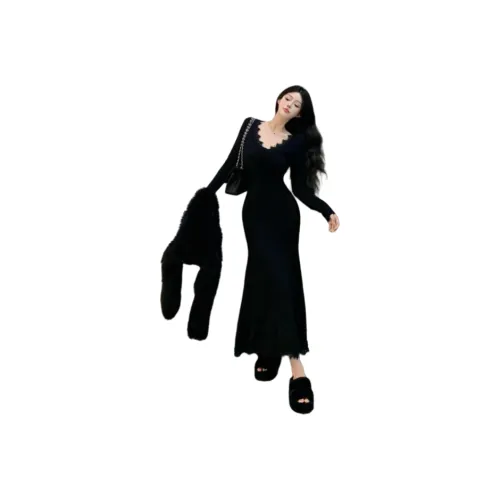 XIANSINIAO Длинное платье с длинными рукавами женское