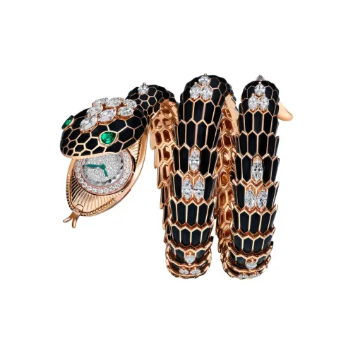 BVLGARI Serpenti Secret Часы Глаза Из Грушевидных Изумрудов, Циферблат Со Снежным Бриллиантовым Паве