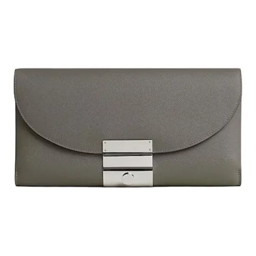 HERMES Hermès Evercolor Телячья кожа Клатч Женские 0L Grismeyer Дождевой облачный серый