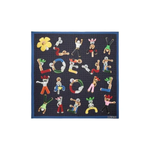 LOEWE Шелковые шарфы Женские Морской Синий Черный