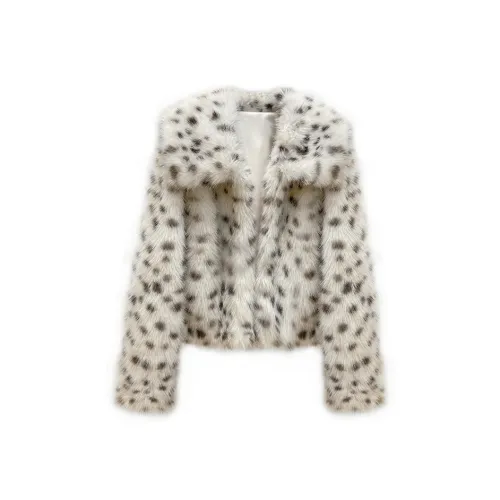 Devanro Леопард Пятно Квадратный воротник Женские Меховые изделия