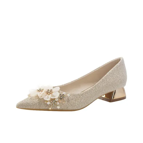 KATHRYN WILSON Грубый каблук высокие каблуки 3 см женские шампанское