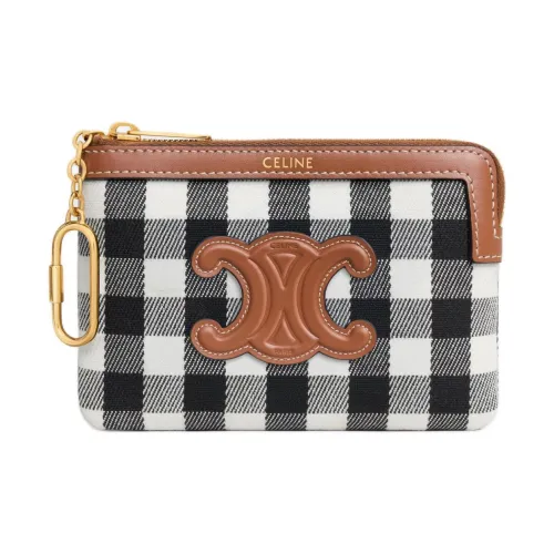 CELINE Ткань Монетница Женская Черная Белая