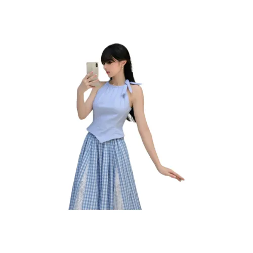 PEA Синий Женские Повседневные Длинные Юбки