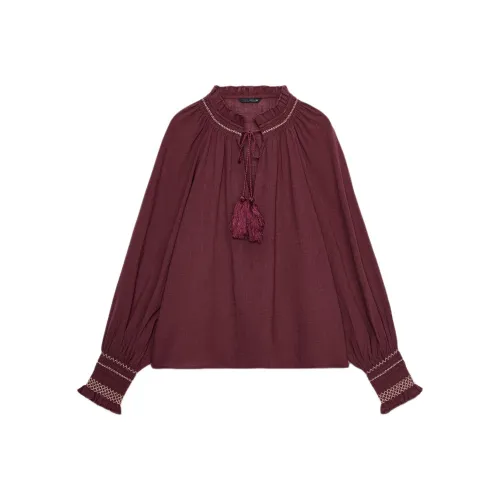 ZARA Бордово-красные Женские Рубашки