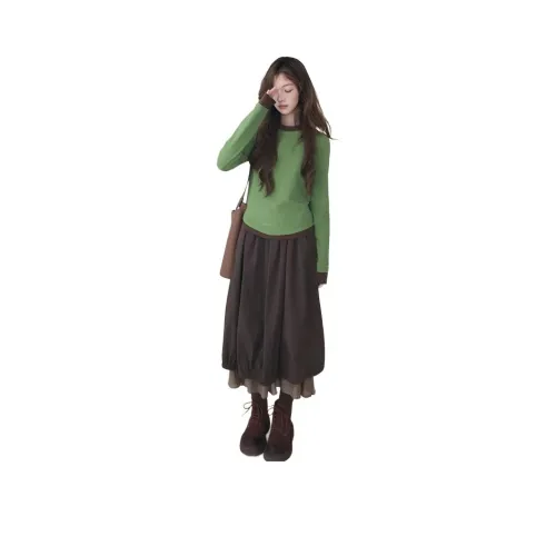 PZHK Зеленые полосы Топ * 1 + Юбка * 1 Женские Комплекты с юбкой