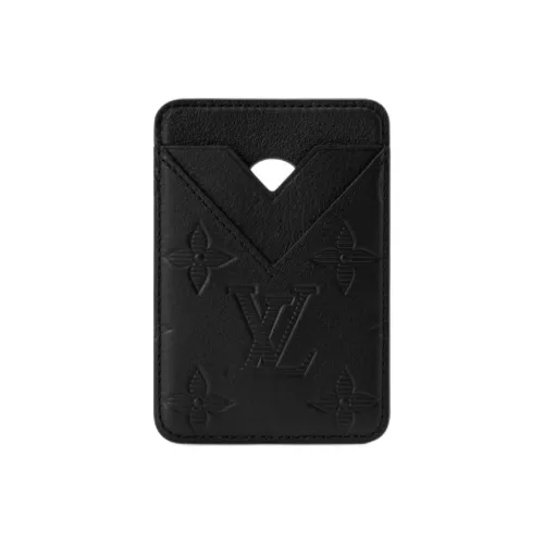 LOUIS VUITTON Monogram SHADOW Коровья кожа Держатель для карт Мужской Черный