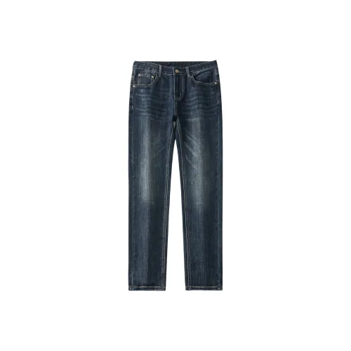 KM Темно-синий Унисекс Джинсы