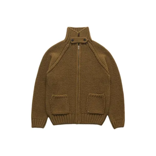 The Barnnet FW25 Eight Milk OVERSIZED Soap ZIP UP KNIT Cardigan Olive Knit Men's