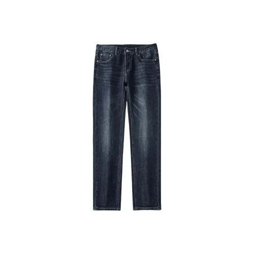 KM Темно-синий Унисекс Джинсы