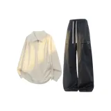 Бежевый свитшот + черные штаны