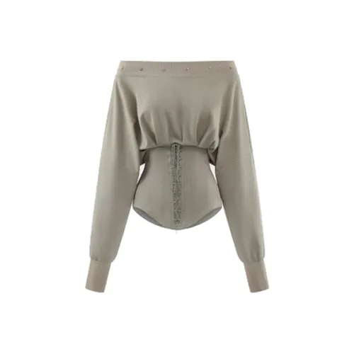 Udon House Серый хаки Женские Свитшоты