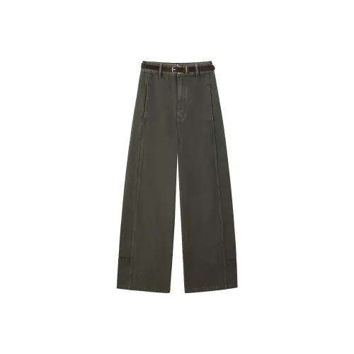 PEACEBIRD Мшисто-зеленый Женские Джинсы