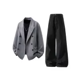 Топ серый + штаны черные