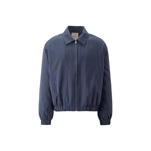 Giordano 06 Синий Белый Полосатый Мужской Пуховик