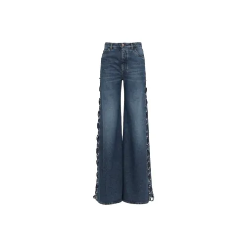 Chloe Переработанный хлопок и конопля смесь выцветший деним джинсы женские темно-синий