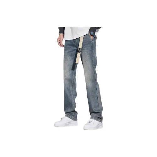 YINLANGSHIJIA Винтажные синие мужские джинсы