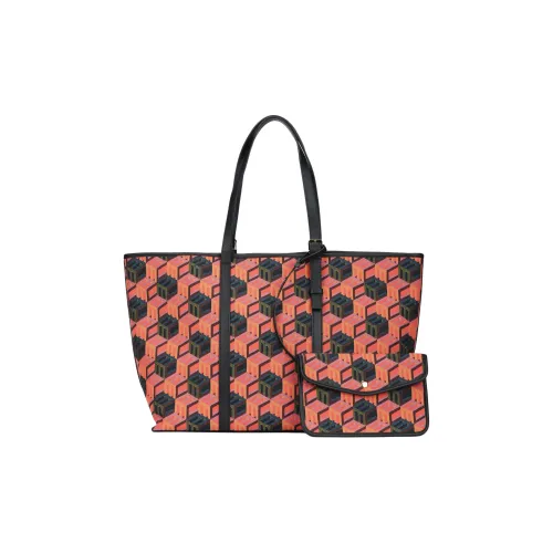 MCM Жаккардовая ткань с коровьей кожей Сумка на плечо Средний Женский Красный