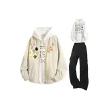 Хаки + Белый Свитшот + Черные Штаны