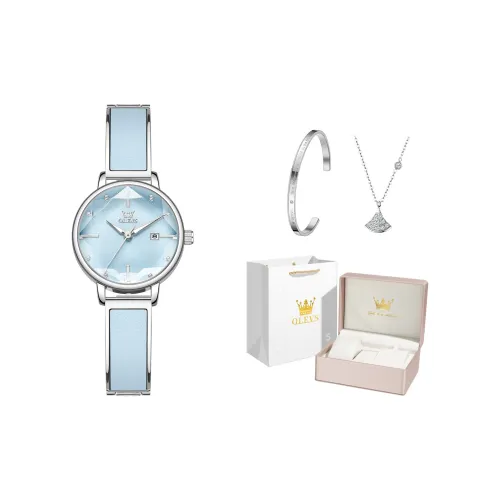 OLEVS Кварцевый механизм Часы Женские Синий циферблат