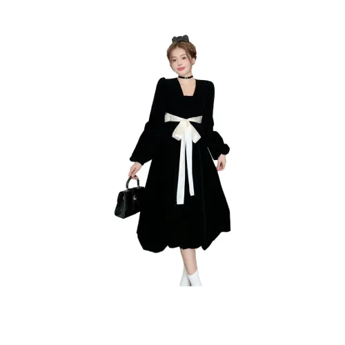 XIANSINIAO Длинное платье с длинными рукавами женское