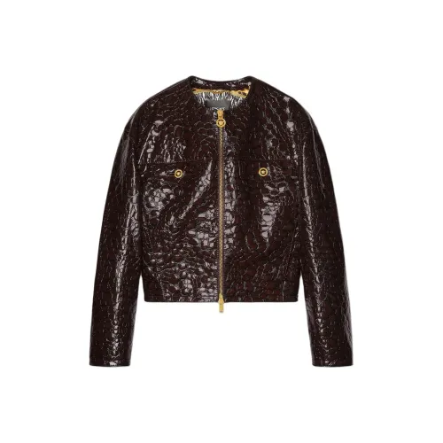 VERSACE Коричневый Мужская Кожаная Куртка