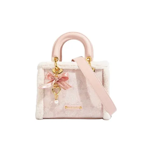 MACKJANICE Полиуретан Через плечо Сумка Женская Овечья шерсть Вышитая Розовая