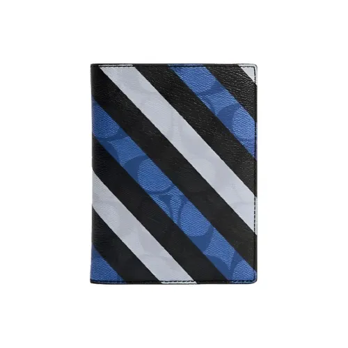 COACH Passport Case Холст с кожей Passport HOLDER Мужской Синий Белый Черный Многоцветный