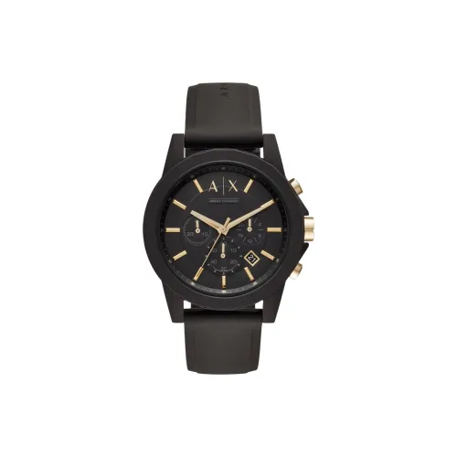 ARMANI EXCHANGEAE Мужские часы Кварцевый механизм Силиконовый ремешок Черный циферблат