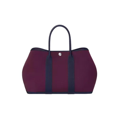 HERMES Garden Party Воловья кожа Пэчворк Холст Сумка Мужская N5 Cassis Черная смородина