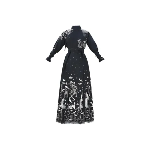 Huan Feather Черный мужской Ханьфу