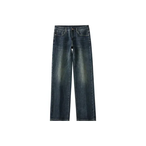 KM Синий Унисекс Джинсы