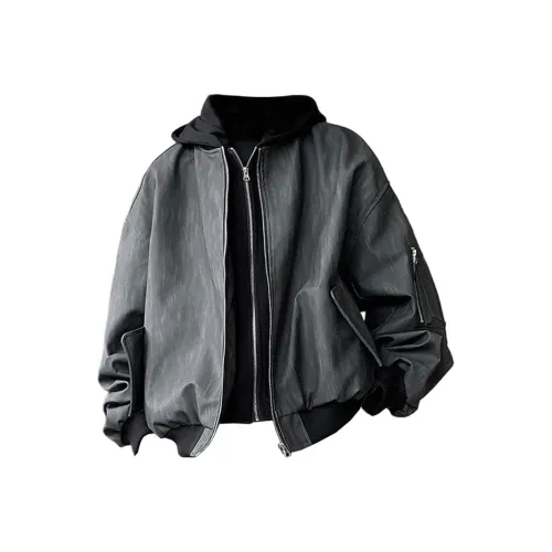 Mulinsen Черный Серый Цвет Унисекс Кожаные Куртки