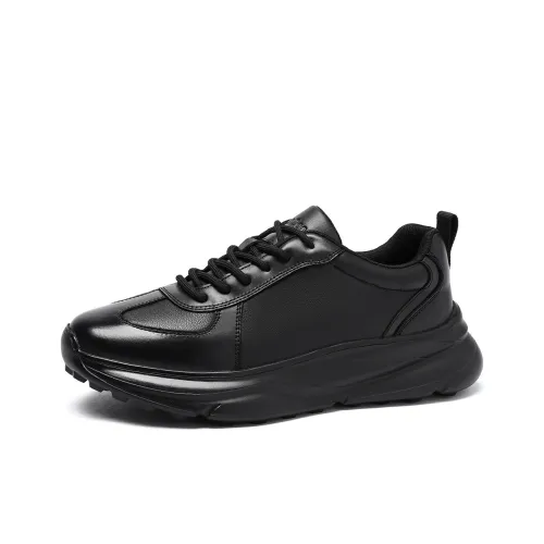 Mulinsen Обувь для ходьбы Высота Увеличивающая Износостойкая Легкий Низкий Топ Повседневная обувь Мужская Черная