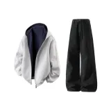 Белый, серый, топсайс, топ + черные штаны