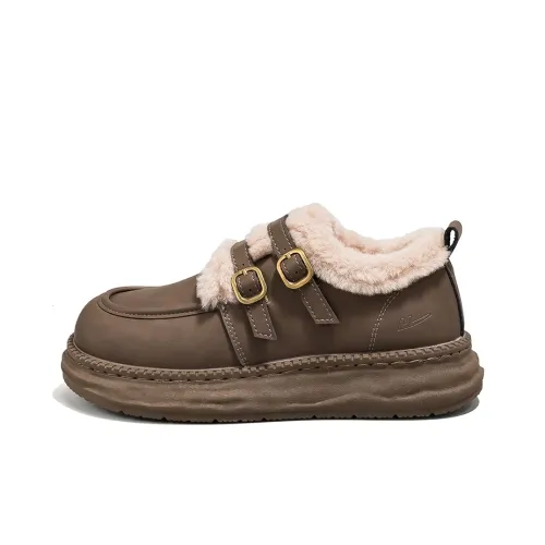 Warrior Термический Высота Увеличивающий Устойчивый к Износу Низкий Топ Утепленная Обувь Женская Кофейного Цвета