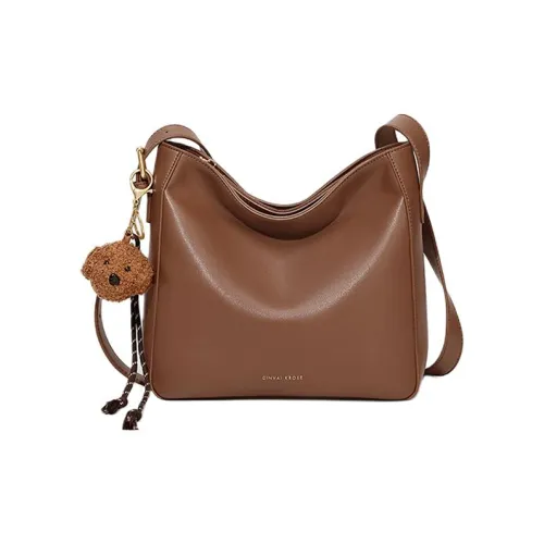 CinvaiKrose Сумка через плечо из коровьей кожи с синтетической кожей ведрообразная сумка среднего размера женская коричневый черный